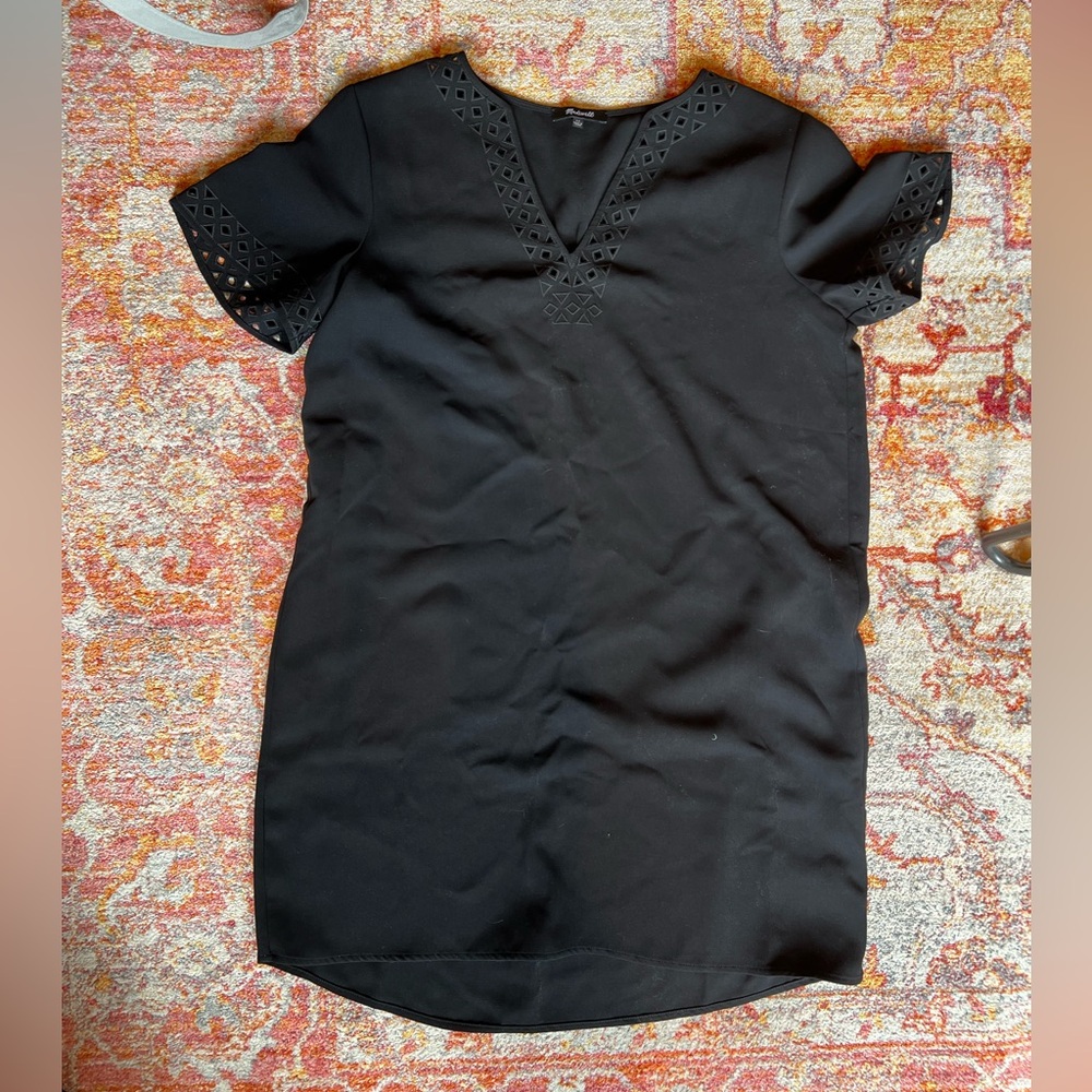 Madewell Black Eyelet Sleeve Shift Dress